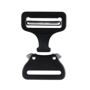 Detail view of durable 45mm aluminum alloy quick release buckle for tactical backpacks