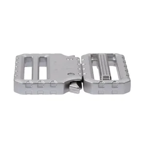 Detailed view of silver zinc alloy tactical cobra buckle with dual-way adjustment features
