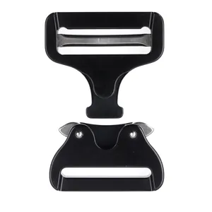 Detail view of 45mm aluminum alloy side release buckle for tactical backpack straps