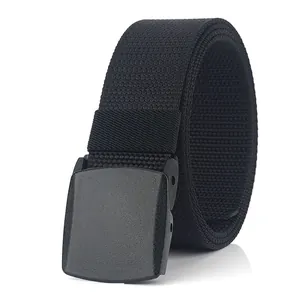 Ceinture noire en toile pour hommes avec boucle automatique mate pour style décontracté