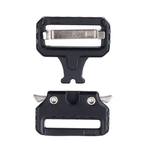 Tactical quick release cobra buckle in matte black high-strength alloy with E2463 engraving