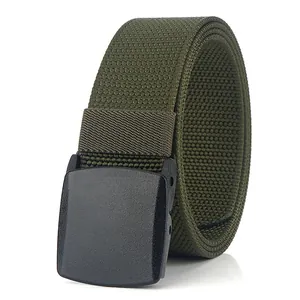 Ceinture tactique en toile de nylon vert armée avec boucle automatique noire mate