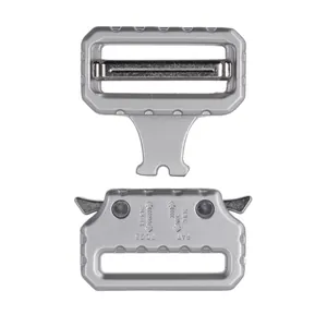 Close-up of 38mm metal cobra tactical buckle with 1.8KN and 3KN load bearing specs
