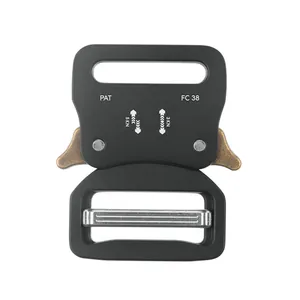 Tactical black zinc alloy cobra buckle FC 38 with 5KN strength rating for outdoor gear