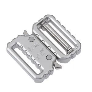 Heavy-duty 38mm silver aluminum quick-release cobra buckle for tactical outdoor belts