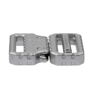 Close-up of 38mm cobra tactical belt buckle with quick release matte metal finish