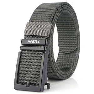 Men Casual Nylon Braided Belt With Zinc Alloy Automatic Buckle Adjustable No Hole Waist Strap Outdoor Tactical Style Belt
