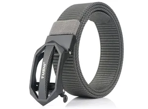 Macro detail of the thickened non-slip tank track texture on grey nylon tactical belt