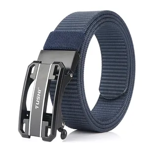 Men Automatic Buckle Nylon Belt Tactical Outdoor Casual Waistband For Jeans High Strength Weaving Belt With Alloy Buckle