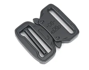 Close-up of matte black 39mm tactical metal quick release buckle showing structure