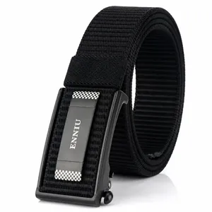 Men Outdoor Tactical Nylon Belt With Zinc Alloy Automatic Buckle Casual Breathable Adjustable Woven Waistband For Camping Hiking