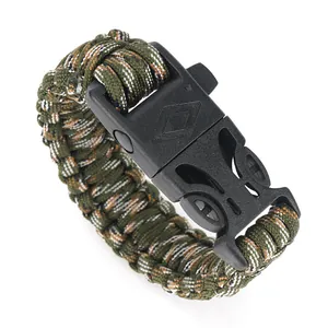 Bracciale Sopravvivenza in Paracord con Bussola Fischietto Acciarino Intrecciato a Mano Tattico da Campeggio Escursionismo Emergenza per Uomo Donna
