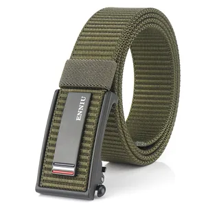Cintura tattica in nylon verde militare da uomo con fibbia automatica nera robusta