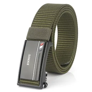 Cintura tattica in nylon verde militare da uomo con fibbia automatica nera in zinco