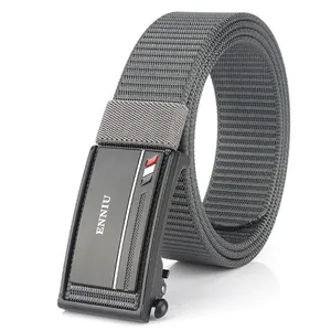 Cintura tattica da uomo in nylon grigio antracite con fibbia in lega di zinco nero opaco