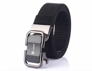 Detail of the high-density nylon strap and matte metal automatic buckle with wolf logo
