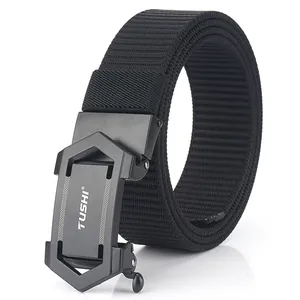 Herren taktischer schwarzer Nylon Webgürtel mit robuster Legierungsschnalle von TUSHI