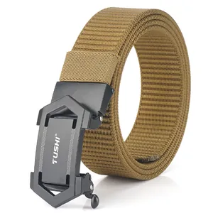 Taktischer Nylon-Gürtel in Khaki mit Schnellverschluss-Metallschnalle für Herren
