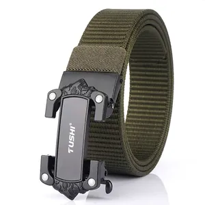 Men's Tactical Nylon Belt Heavy Duty Breathable Weaving Waist Strap With Automatic Zinc Alloy Buckle For Outdoor Casual Everyday Wear