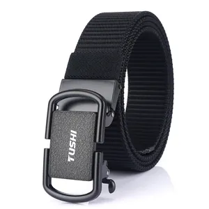 Men's Casual Nylon Weaving Belt With Zinc Alloy Automatic Buckle Tactical Outdoor Adjustable Waistband For Jeans Pants