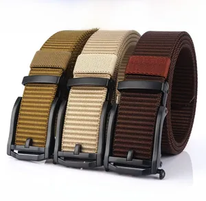 Three-pack nylon tactical belts with matte black zinc alloy automatic buckles