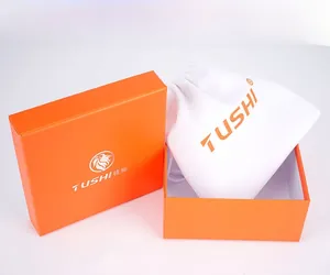 Premium orange gift box and white drawstring dust bag for men leather belt packaging