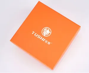 Orange square luxury gift box featuring embossed lion logo and brand text for men's belt