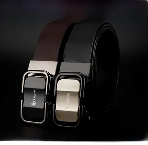 Détails de ceintures en cuir véritable avec boucle automatique en noir et marron