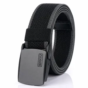 Men Elastic Woven Tactical Belt Nylon Canvas Stretch Waistband With Zinc Alloy Automatic Buckle Adjustable Casual Outdoor Sports Belt