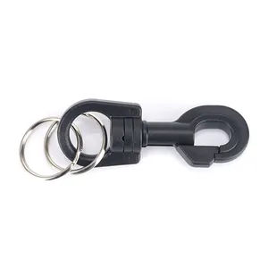 Tactical nylon webbing keychain with swivel snap hook and double metal key rings