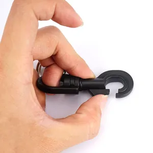 Tactical nylon webbing keychain with black swivel spring hook and metal ring