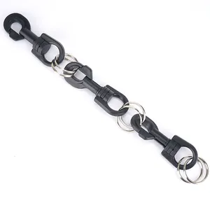 Tactical nylon webbing keychain with swivel snap hooks and split rings for outdoor gear