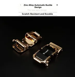 Boucle de ceinture automatique en alliage de zinc doré avec insert noir élégant