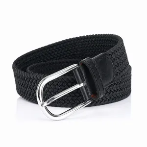Unisex Casual Elastic Braided Belt With Zinc Alloy Pin Buckle Adjustable High Elasticity Nylon Fabric Waist Strap For Men Women