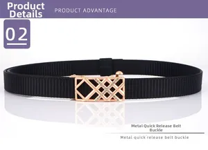 Detailansicht des schwarzen Flechtgürtels mit roségoldener Strass-Automatikschnalle