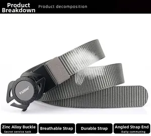 Détail de la boucle automatique en alliage de zinc sur la ceinture en nylon tissé