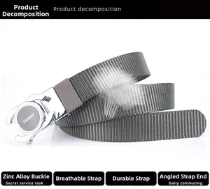 Detail view of tactical nylon belt with zinc alloy buckle and durable woven texture