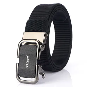 Men's Casual Nylon Canvas Belt Alloy Automatic Buckle Outdoor Tactical Woven Waistband For Daily Fashion Commuting