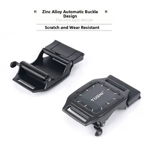 Zinc alloy automatic belt buckle in matte black finish, scratch-resistant and durable