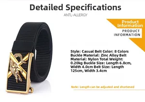 Détail montrant la boucle de ceinture en nylon tactique avec finition dorée et logo