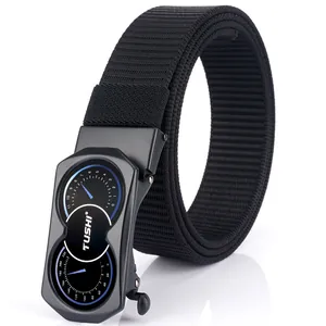 Men's nylon business casual belt with automatic buckle featuring a car dashboard design