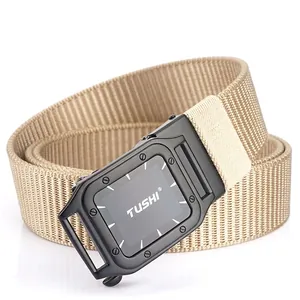 Men's Nylon Tactical Belt With Zinc Alloy Automatic Buckle Casual Outdoor Woven Waistband Adjustable Military Style Belt