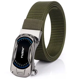 Ceinture tactique homme en nylon vert olive avec boucle automatique design tableau de bord
