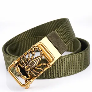 Herren Taktischer Nylongürtel Mit 3D Skorpion Relief Zinklegierung Automatikschließe Outdoor Casual Verstellbar Webgürtel Für Männer