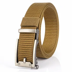 Men Tactical Nylon Belt With Automatic Zinc Alloy Buckle Outdoor Casual Breathable Adjustable Military Style Waistband For Men