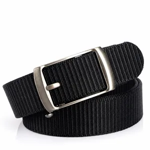 Ceinture Tissée en Nylon Décontractée pour Hommes Avec Boucle Automatique en Alliage de Zinc Ceinture Tactique Ajustable en Métal Brossé