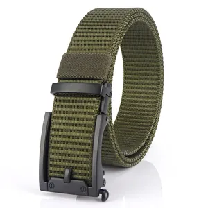 Men Tactical Nylon Belt With Automatic Zinc Alloy Buckle Outdoor Casual Breathable Adjustable Military Style Waistband For Men