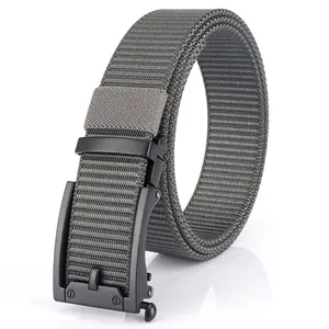 Men's nylon canvas belt with matte black automatic buckle for outdoor and casual wear