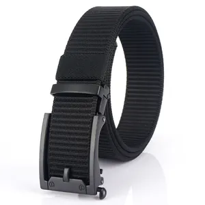 Men's tactical nylon belt with black alloy automatic buckle and durable webbing strap