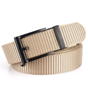 Ceinture en nylon kaki pour hommes avec boucle automatique noire en alliage robuste